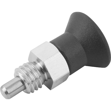 Kipp Indexing Plunger Eco Short Vers Size:3 D1=M16, D=8, Form:A, Steel Not Hardened, Comp: Plastic, Black K0748.01308160